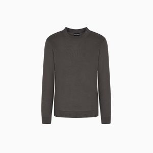 Emporio Armani Maglione Uomo Girocollo in Lana Vergine – Collezione Travel Essential Grigio