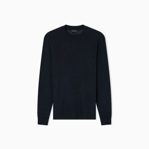 Emporio Armani Maglione Uomo Girocollo in Lana Vergine – Collezione Travel Essential Blu