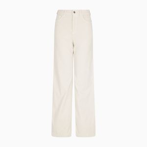 Emporio Armani Pantaloni Donna in Velluto a Palazzo – Vita Alta e Modello Cinque Tasche Grigio