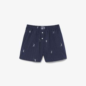 Shorts Lacoste da donna in popeline di cotone jacquard Blu