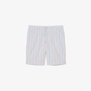 Shorts Lacoste da uomo in popeline di cotone a righe Azzurro