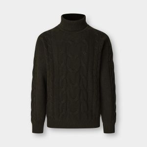 Maglione Uomo Hackett in Lana Merino e Cashmere – Lavorazione a Trecce Verde