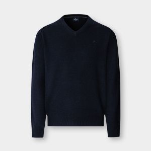Hackett London Maglione Uomo Scollo a V in Lana d’Agnello Blu – Eleganza Classica Blu