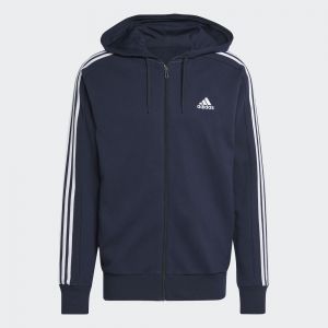 ESSENTIALS FRENCH TERRY 3-STRIPES FULL-ZIP Blu