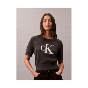 Maglioncino Calvin Klein Donna Chunky Cotton Graphic Nero