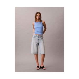 Top Calvin Klein Donna Woven Label 2X2 Baby Blu