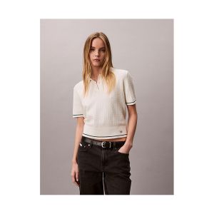 Maglioncino Calvin Klein Donna Woven Label Cropp Bianco