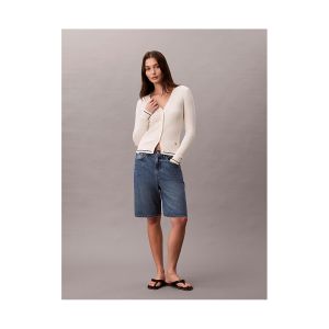 Maglioncino Calvin Klein Donna Woven Label Cable Bianco