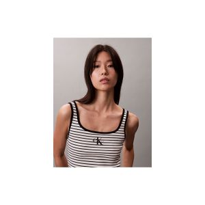 Top Calvin Klein Donna Striped Monologo Sco Nero