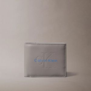 Calvin Klein Portafoglio uomo a libro con monologo stampato Grigio