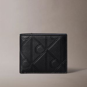 Calvin Klein Portafoglio a libro con logo monogramma all-over uomo Nero