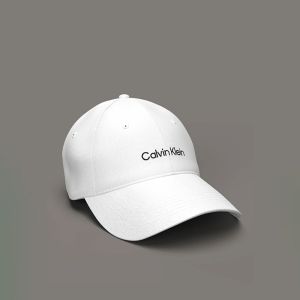 Calvin Klein Berretto Regolabile in Twill di Cotone Bianco