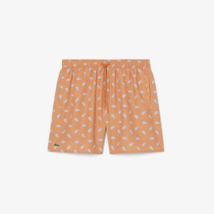 Boxer mare Lacoste con stampa coccodrillo da uomo Arancione