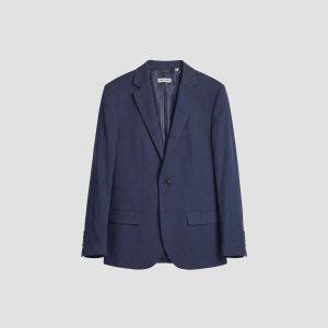 Giacca Antony Morato Uomo Luis Regular Fit in Tessuto Slub Lino e Viscosa Blu