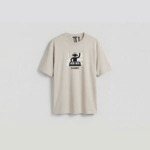 T-shirt Antony Morato Uomo Relaxed Fit in Jersey di Cotone con Stampa DJ Early Collection Beige