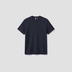 T-shirt Antony Morato Uomo Relaxed Fit in Jersey Dobby con Logo Ricamato Blu