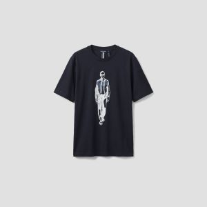 Antony Morato T-shirt uomo regular fit in jersey di cotone con stampa Blu