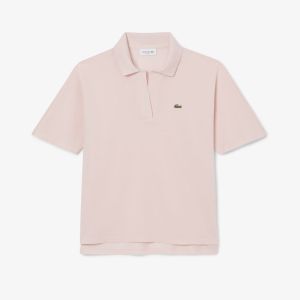 Polo fluida relaxed fit in piqué Rosa