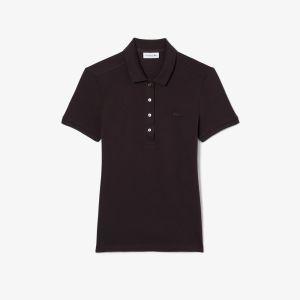 Polo Lacoste slim fit in piqué di cotone stretch da donna Nero