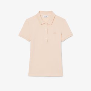Polo Lacoste slim fit in piqué di cotone stretch da donna Rosa