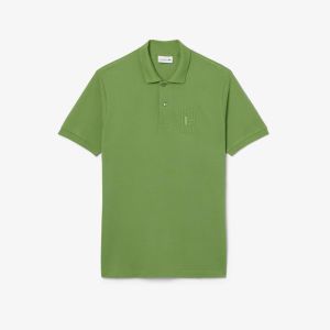 Polo Lacoste Petit Piqué classic fit con ricamo da uomo Verde