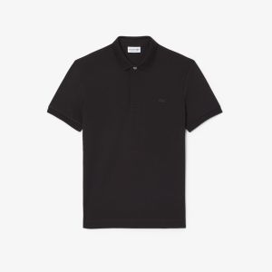 Polo Lacoste Paris regular fit in piqué elasticizzato da uomo Nero