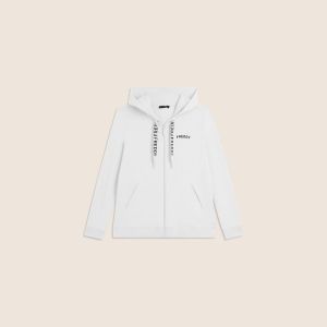 Freddy Felpa con Cappuccio con Zip Donna Bianco Bianco