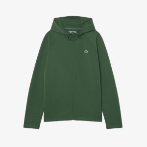 Felpa Lacoste sportiva elasticizzata con cappuccio e zip da uomo Verde