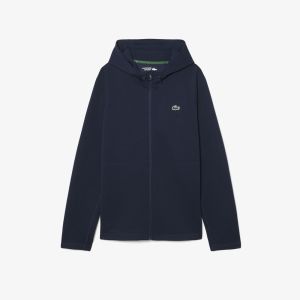 Felpa Lacoste sportiva elasticizzata con cappuccio e zip da uomo Blu