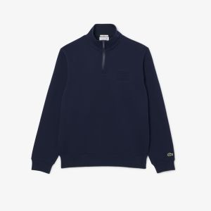 Felpa Lacoste a collo alto con zip in rilievo da uomo Blu
