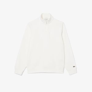 Felpa Lacoste a collo alto con zip in rilievo da uomo Bianco
