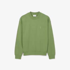 Felpa Lacoste da uomo in pile con ricamo tennis Verde