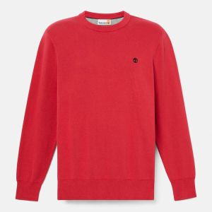 Maglia Timberland da Uomo Cotton Yarn Dyed Sweater Mdred Bordeaux