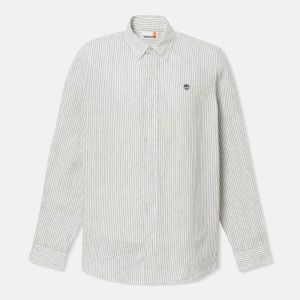 Maglia Timberland da Uomo Mbrk Linen Striped Shirt (re Verde