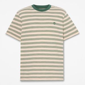 Maglia Timberland da Uomo A Righe 4 File Maniche Corte Beige