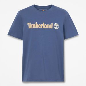 Maglia Timberland da Uomo Kenn Linear Logo Short Sleev Blu