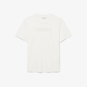 T-shirt Lacoste da donna da tennis con ricamo Bianco