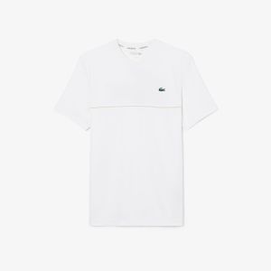 T-shirt Lacoste da uomo sportiva Ultra-Dry in piqué con stampa coccodrillo Bianco