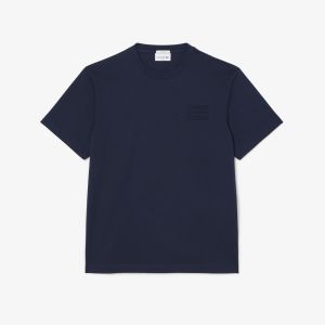 T-shirt Lacoste da uomo in jersey con marchio goffrato Blu