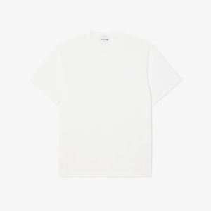 T-shirt Lacoste da uomo in jersey con marchio goffrato Bianco