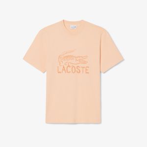 T-shirt Lacoste da uomo in cotone con stampa Rosa