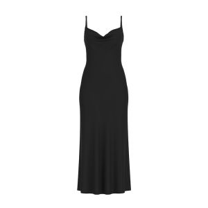 Abito midi in raso Nero