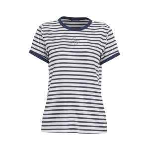 Maglia Guess Donna Ss Cn Striped Mini 4G Logo Te Fantasia