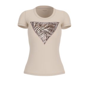 Maglia Guess Donna Ss Cn Zebra Triangle Tee Grigio