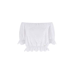 Vestito Guess Donna Ss Shoulder Off Eyelets Embro Bianco