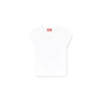Top Diesel T-Angie-OD da donna in cotone biologico stretch con logo Oval D Bianco