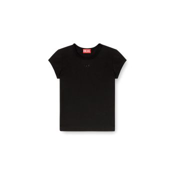 Top Diesel da donna in cotone biologico stretch con logo Oval D Nero