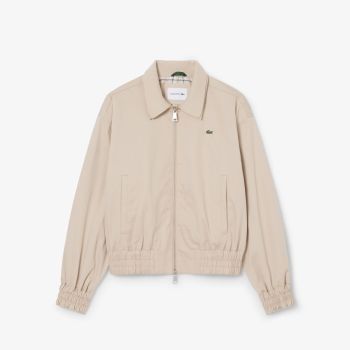 Giacca in gabardine elasticizzata Lacoste da donna con doppio collo Beige