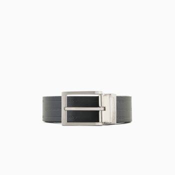 Emporio Armani Cintura Uomo in Pelle Reversibile – Logo Impresso e Finitura Liscia Nero