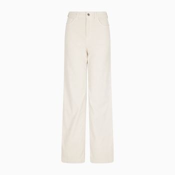Emporio Armani Pantaloni Donna in Velluto a Palazzo – Vita Alta e Modello Cinque Tasche Grigio